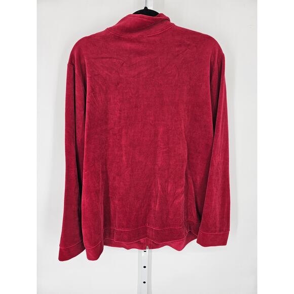Basic Editions Women's Red Collared Long Sleeve Stone Zip Up Sweater Size XXL - Picture 5 of 5